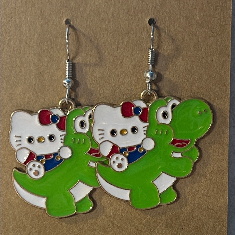 Cute super Mario Bros and hello Kitty dangle Earrings